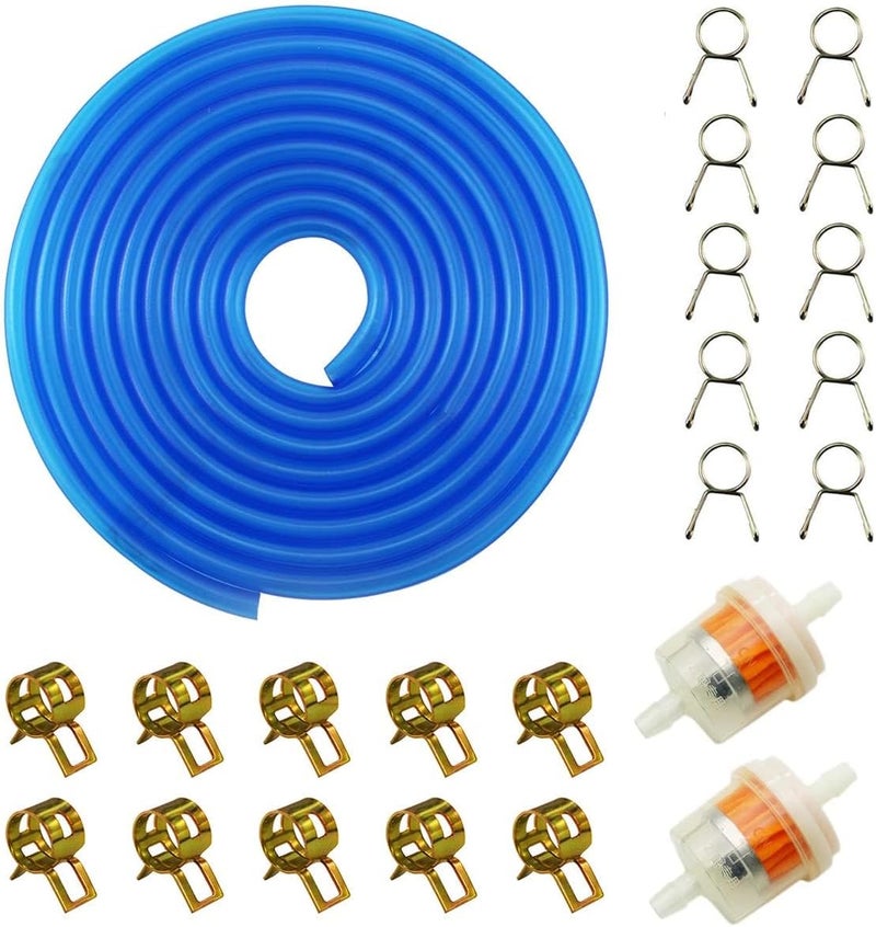 PRO BAT 16.4-Ft 0.2'' I.D. Gas Fuel Line Tube+20pcs 0.35" I.D. Hose Clamps+2pcs Fuel Filters for ATV Dirt Bike Go Kart Moped Pocket Bike Chinese Scooter Stratton Small Engines, Black - Image 1